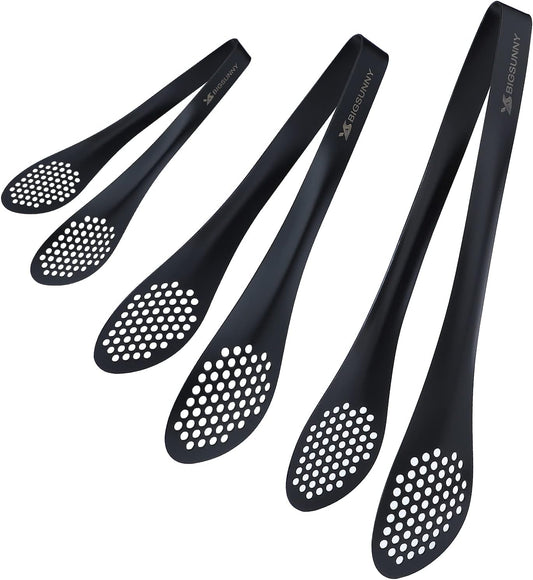 MSY BIGSUNNY Chef Kitchen Tongs Stainless Steel Food Serving Tongs Set Buffet tongs (silver 7" 9" & 11", 3 pack)