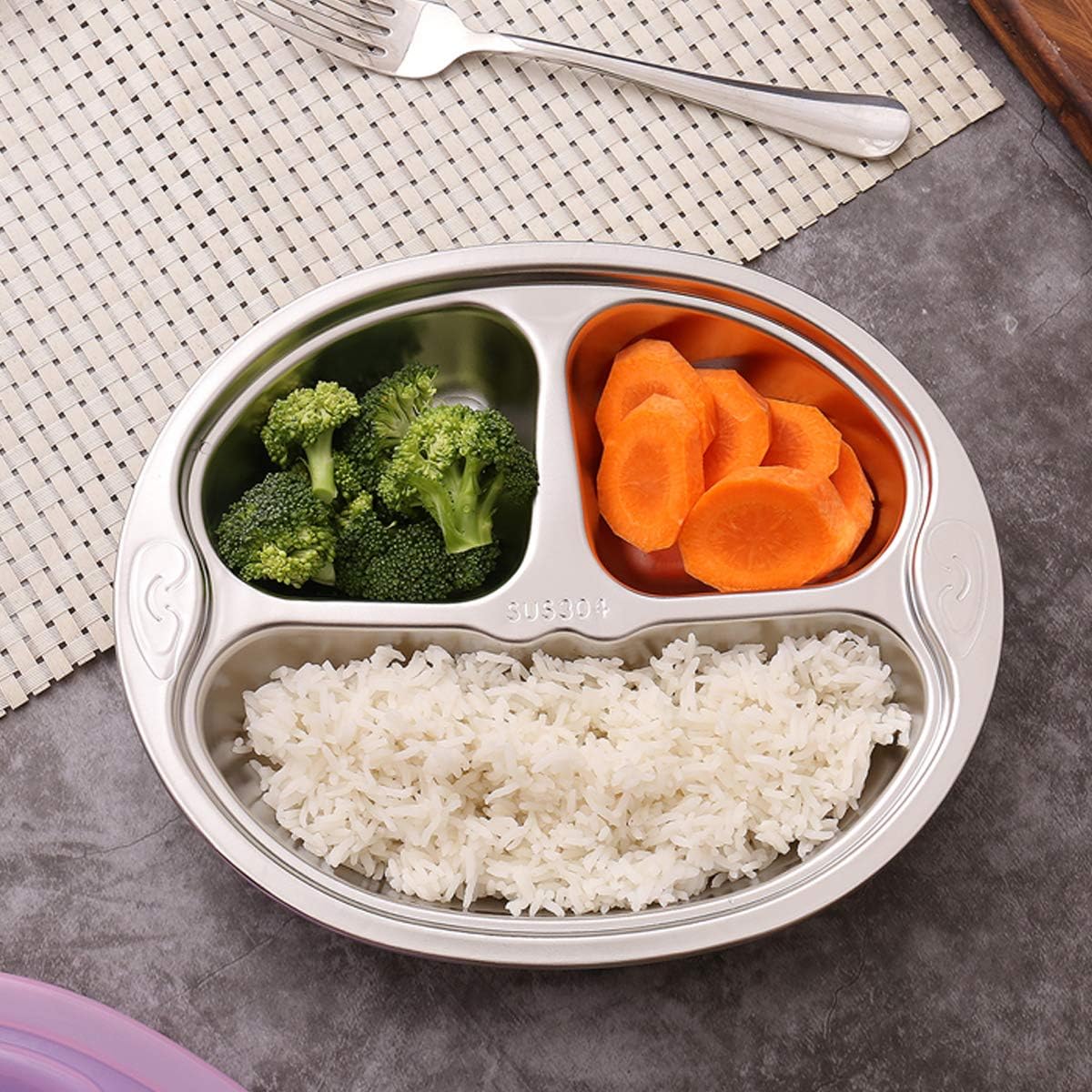 Set of 2 Stainless Steel Rectangular Divided Plates Tray 5 Sections Dinner Plates for Adults - Unbreakable Metal Plate for Campers, and Portion Control Reusable Plate
