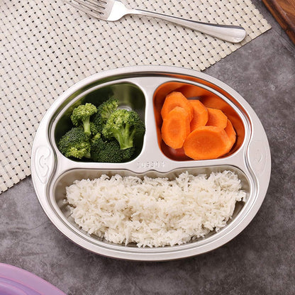 Set of 2 Stainless Steel Rectangular Divided Plates Tray 5 Sections Dinner Plates for Adults - Unbreakable Metal Plate for Campers, and Portion Control Reusable Plate