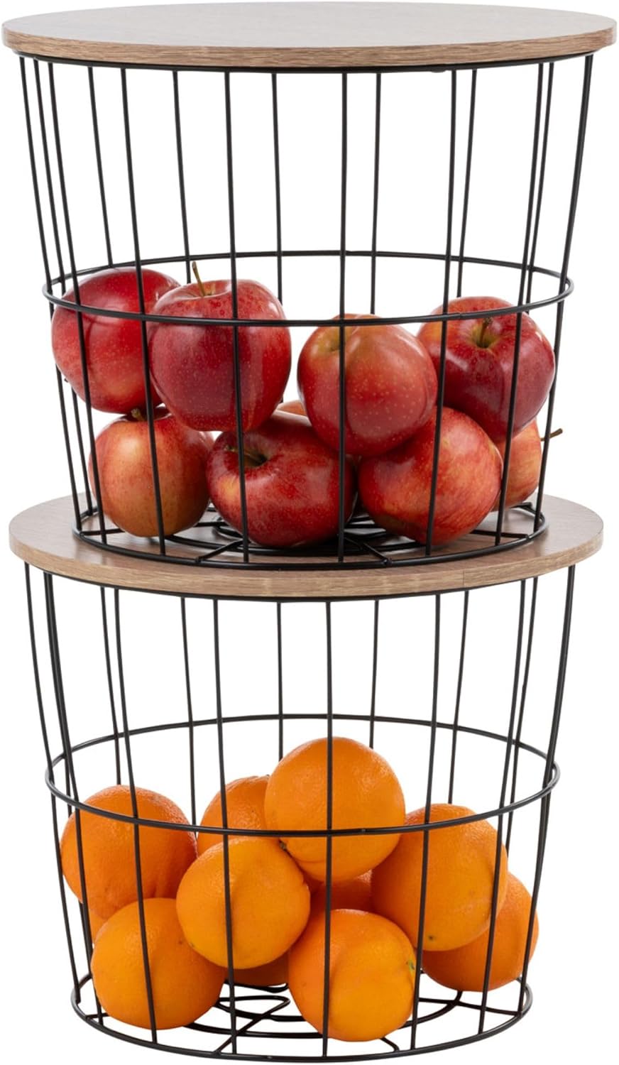 IRIS USA Wire Basket for Pantry Organizers and Storage, 2 Pack, Potato and Onion Storage, Easy Assembly, Stackable Storage Bins, Kitchen Cabinet Bathroom Shelf Organizers for Veggie, Fruit, Snack
