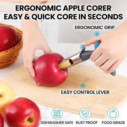 SCHVUBENR Premium Apple Corer Tool - Easy to Use and Clean - Sturdy Apple Core Remover with Sharp Serrature - Stainless Steel Corers for Apple and Pear - Core Fruits with Ease(Black)