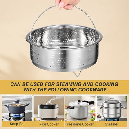 UPKOCH Mesh Strainer Steamer Basket Stainless Steel Vegetable Steamer Basket Steam Cooking Insert for Dumpling Steaming Basket with Handle for Veggie Fish Seafood Cooking, 20cm