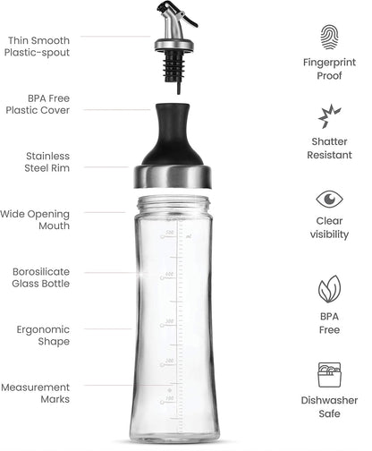 FineDine 16 oz Glass Olive Oil Sprayer for Cooking, Oil Dispenser, Green