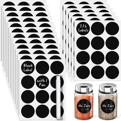 Segarty Food Label Stickers, 300 Pcs Blank Expiration Date Stickers to Write On, with 1 Black Pen, Waterproof Removable Freezer Labels for Glass Spice Jars, Canister, Food Container
