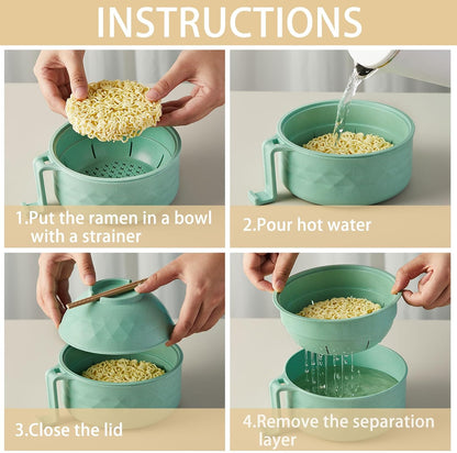 2 Sets 40 oz Microwave Ramen Bowl with Handles, Yellow,Orange