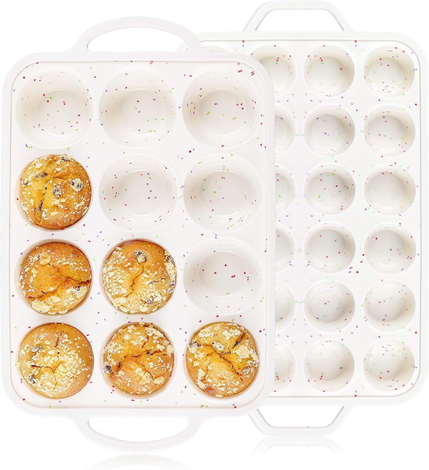 Vinino 2Pack Silicone Muffin Pan for Baking with Metal Reinforced Frame, 12 Cup Regular Size Cupcake Pan, BPA Free Silicone Muffin Tray, Cupcake Baking Pan Bite Molds for Oven Dishwasher Safe