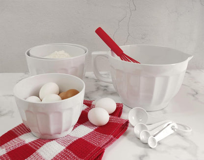 UP 4.3 Quart Latte Style Melamine Batter Bowl with Pour Spout and Handle, Professional Mixing Bowl with Non-Slip Base, Ideal for Pancake and Cake Batter, 11.5 x 8.75 Inch, Mint Blue