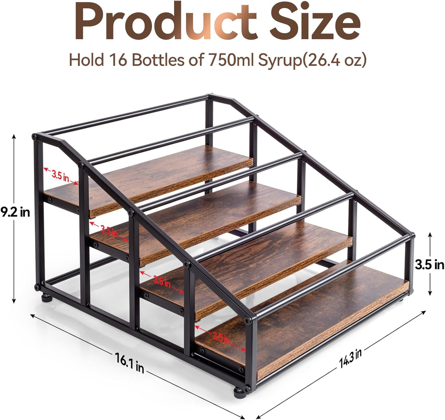 kimilus Coffee Syrup Organizer Rack, Liquor Bottle Display Shelf, 2 Tier 10 Syrup Bottles Holder Stand for Coffee Bar Kitchen Small Wine Rack for Family Storage for Syrup Wine Dressing