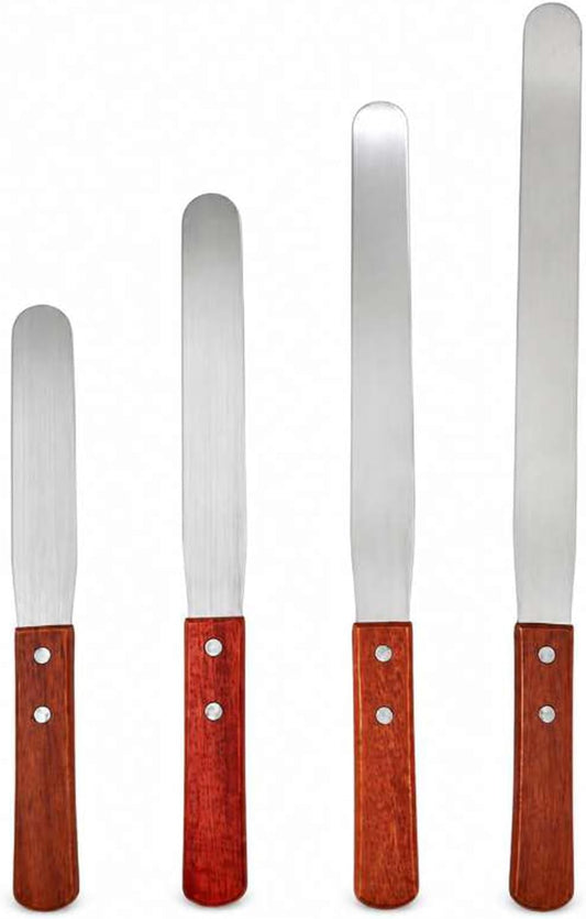 4-Piece Straight Icing Spatula Set, Stainless Steel Cake Tools Set