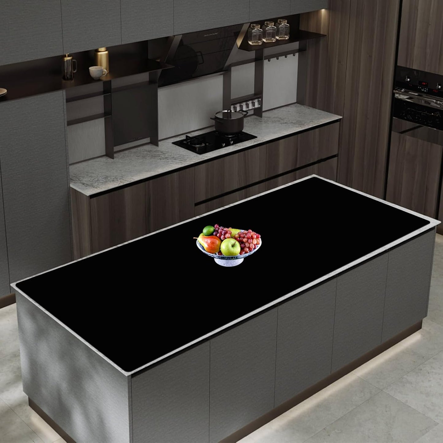 72''x16'' Extra Large Silicone Mat for Kitchen Counter, Heat Resistant Countertop Protector, Non-Slip Waterproof Kitchen Island Mat, Easy to Clean, Light Gray