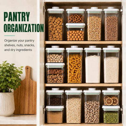 Pop Food Storage Containers Set Large Airtight Food Storage Containers with Pop Lids, Kitchen Pantry Organization and Storage, Cereal, Rice, Flour, Pasta & Snack Container, BPA Free, 2 x 2.8Qt