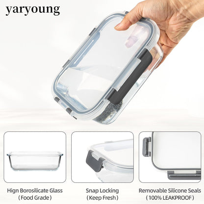 16PCS (8 Bowls + 8 Lids) High Borosilicate Glass Meal Prep Containers, Food Storage Containers with Airtight Lids, Glass Lunch Bento Boxes,Dishwasher Safe, blue