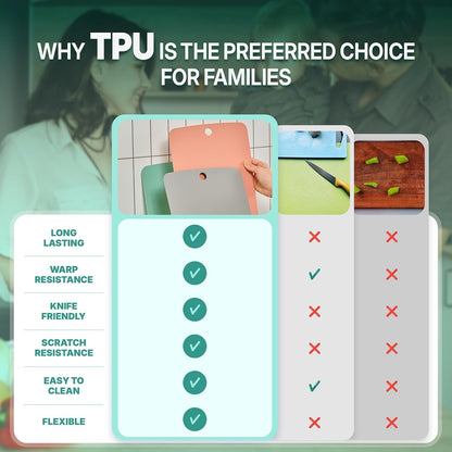 TPU Small Cutting Board Set of 3 9"x12" - Flexible Cutting Mats for Kitchen Knife Friendly, Cutting Mat Non-Slip Chopping Board Double Sided Scratch Resistant Food Grade Coral Mint Gray