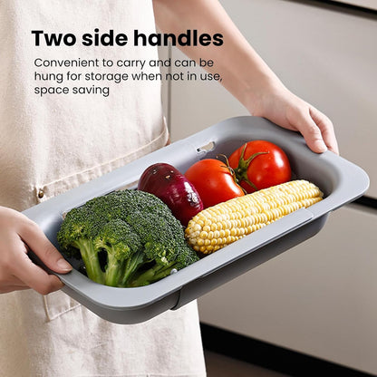YOXIER Expandable Drain Basket Retractable Colander Retractable Drain Basket Over Sink Multifunctional Grade Pp Extendable Fruit Vegetable Washing Drainer Colander Strainer Bowl Tableware Container