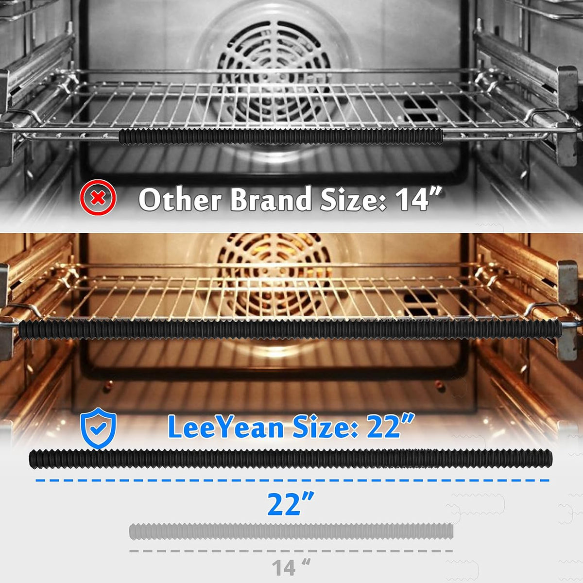 LeeYean 4 Pack Grey 14" + 2 Pack Black 22" Oven Rack Shields