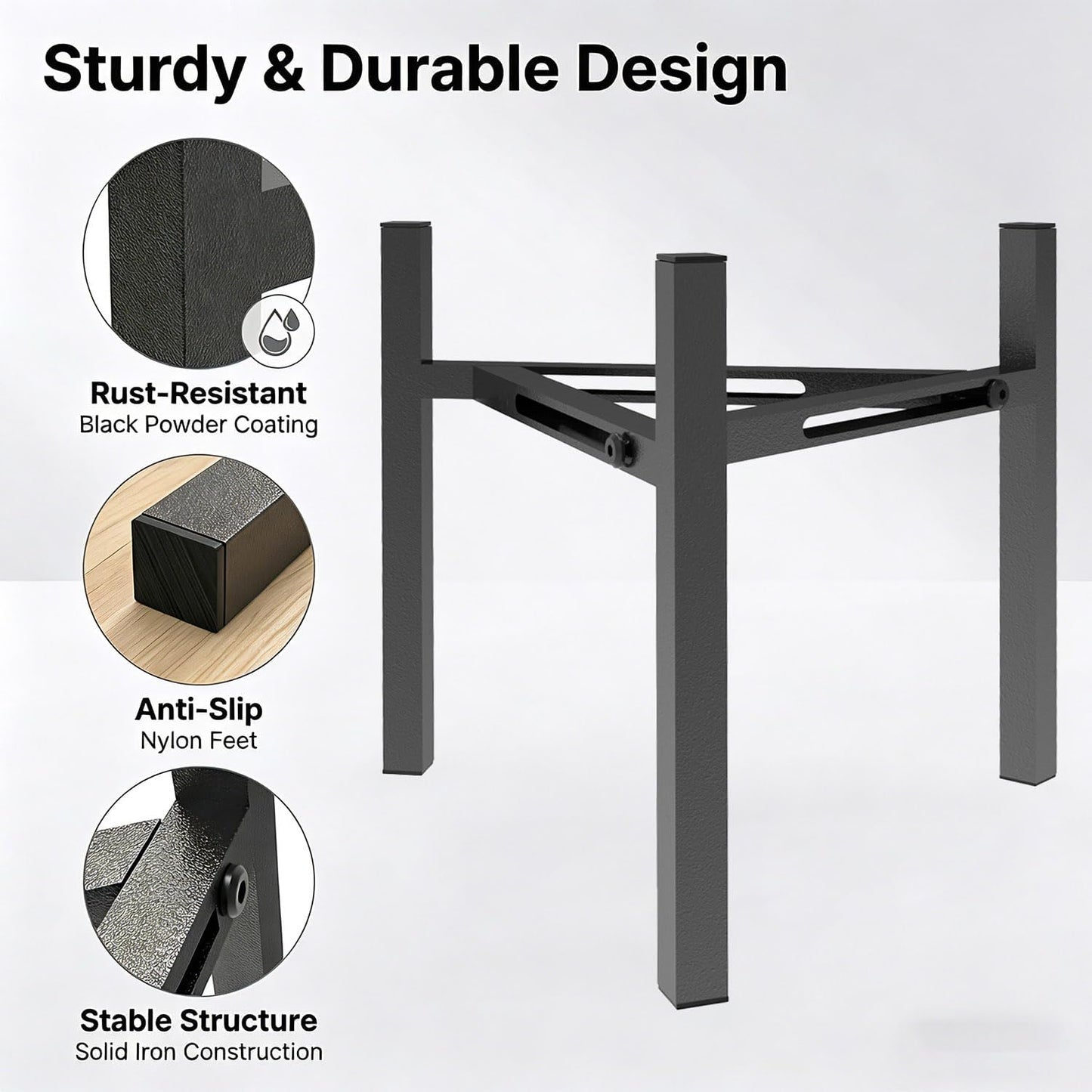 Adjustable Metal Drink Dispenser Stand Holder for 1-1.5 Gallon, Stable Beverage-Dispenser Stand for Indoor Outdoor (Without Drink Dispensers) (Midnight Black)