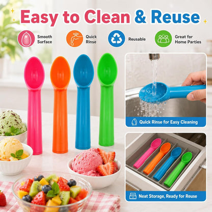 4 Pack Plastic Ice Cream Scoop, Small Fruit Baller for Watermelon