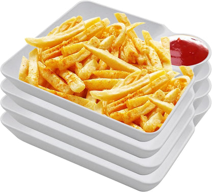 4 Pcs Veggie Platter Chips Dipping Dish L*W (7.28"*7.28") Serving Trays for Entertaining with Sauce Rack for Buffet Party Family Party (Mixed Colors) (Mixed Colors)