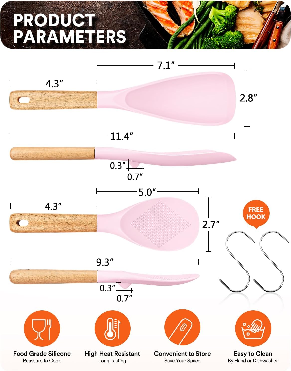 Badiano Cooking Spoon and Rice Scooper for Nonstick Cookware,Multi-function