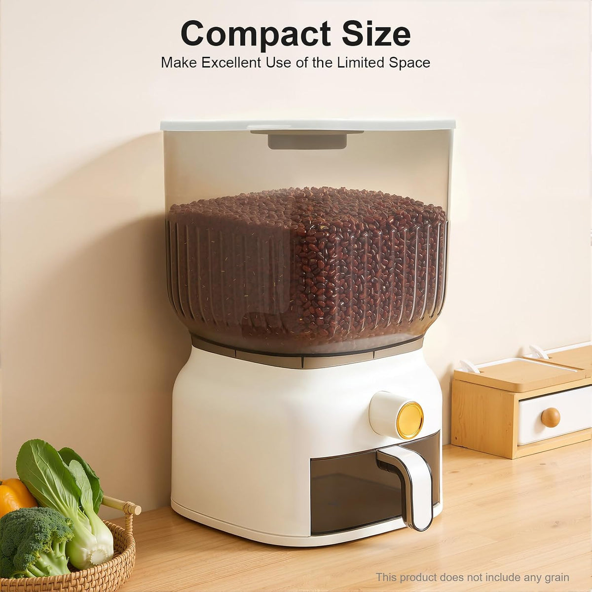 Rice Dispenser, 6kg/13.23 lbs Large Grain Storage Container Sealed Moisture Proof with Cup, Time Scale, Top Box, Kitchen Pantry Household Cereal Dispenser Bucket for Rice Beans Grains Dry Food