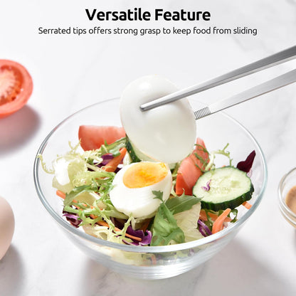 U-Taste 8"+10"+12" Kitchen Cooking Tweezer: 18/8 Stainless Steel Food-Grade Metal Food Tong, Flexible Pinching, Seamless-Welding and Sturdy for Serving Grilling Frying, Plating, Feeding (Pointed Tip)