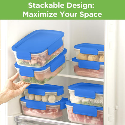 10-Pack Food Storage Containers with Airtight Leakproof Lids, BPA-Free Meal Prep Containers for Microwave/Dishwasher/Freezer, Green, 47.3oz Each