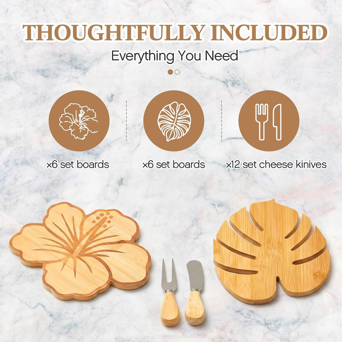 Ziliny 6 Set Hawaiian Palm Leaf Mini Charcuterie Board Gift