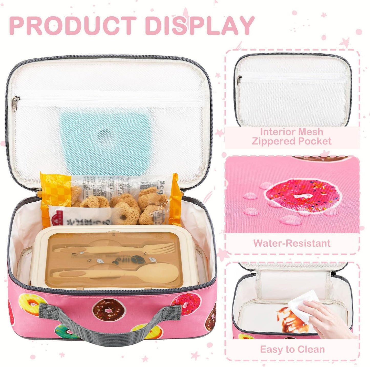 FlowFly Kids Lunch box Insulated Soft Bag Mini Cooler Back to School Thermal Meal Tote Kit for Girls, Boys, Astronaut - Colors B