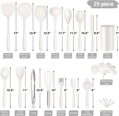 E-far Silicone Cooking Spoon Set of 2, Heat Resistant Kitchen Spoons Utensils Nonstick Mixing Spoon for Baking Stirring Serving, Non-Toxic & Dishwasher Safe (Black)