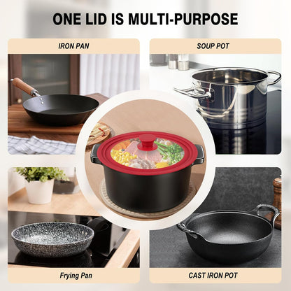 Universal Lid for Pots Pans and Skillets,Replacement Pan Lid with Tempered Glass and Heat-Resistant Silicone Edge,Durable Frying Pan Cover (7",8",9" & 10",11",12"-White)