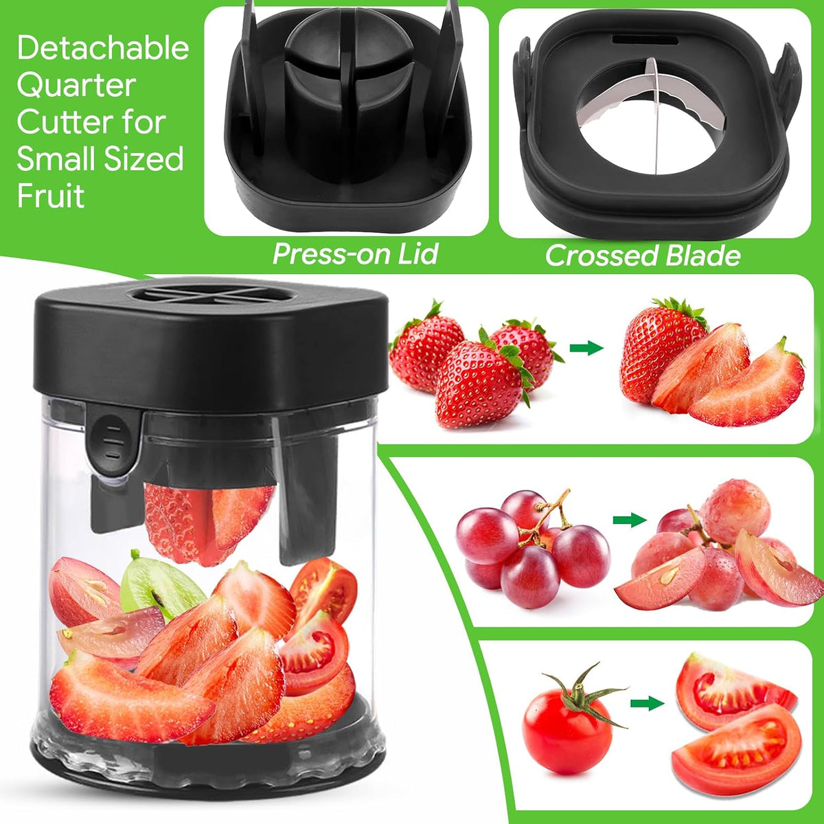 Small Fruit Cutter for Grape, Strawberry, Cherry Tomato (Red)