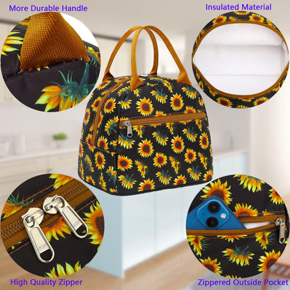 FlowFly Insulated Lunch Cooler Bag - Tote Bag Organizer for Women/Men, Black - Colors A