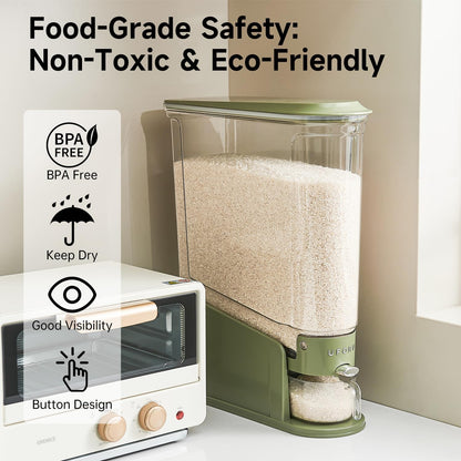 UFORU Rice Dispenser 11Lbs, Slim Rice Storage Container for Small Space, BPA-Free Clear Dry Food Dispenser Sealed Moisture Proof, Grain&Cereal Storage Bucket for Kitchen Pantry Household, Cream White