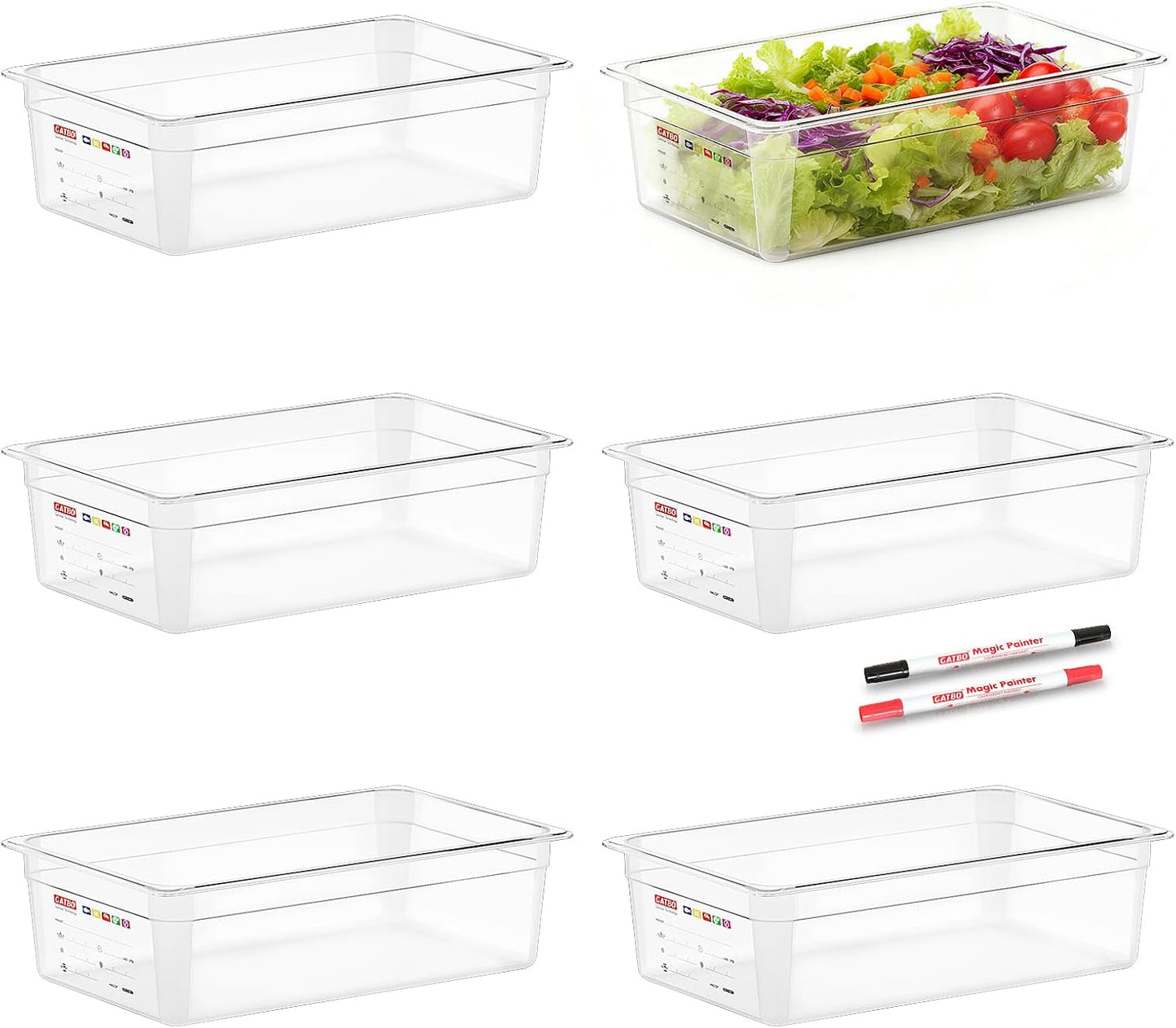 6-Pack Clear Polycarbonate Handled Lids for 1/6 Size NSF Food Pans