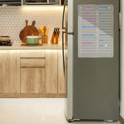 JonXon 8"X12" Acrylic Magnetic Menu Board for Kitchen,Acrylic Weekly Calendar for Fridge,Clear Meal Planner for Refrigerator,Magnet Fridge Menu Planner with 6 Magnetic Erasable Markers