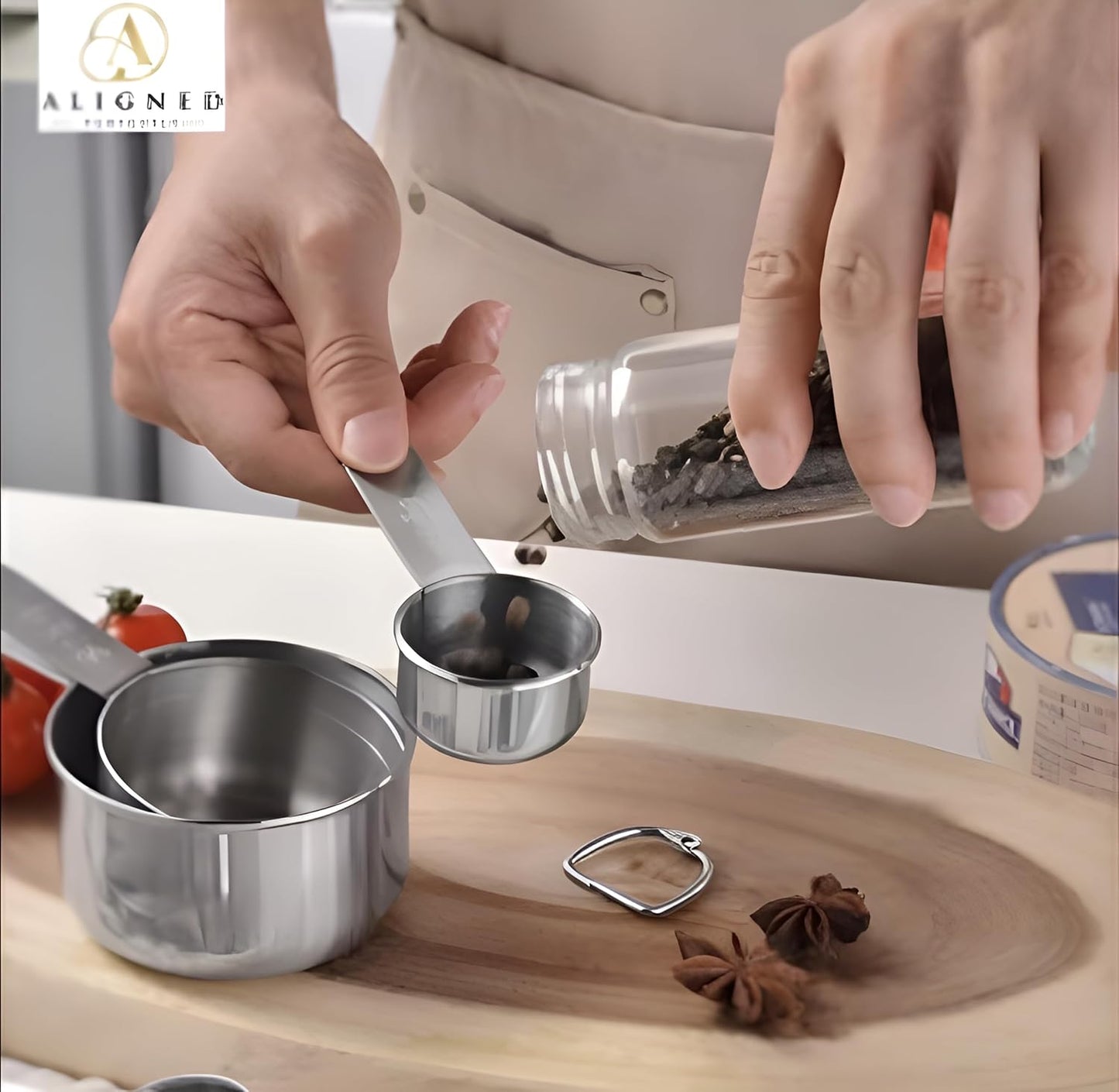 Premium No Rust 10-Piece Stainless Steel Measuring Cups & Spoons Set, Cups and Spoons, Kitchen Gadgets for Cooking & Baking, Easy To Read No Fading Engraved Measurements, & Stackable Design