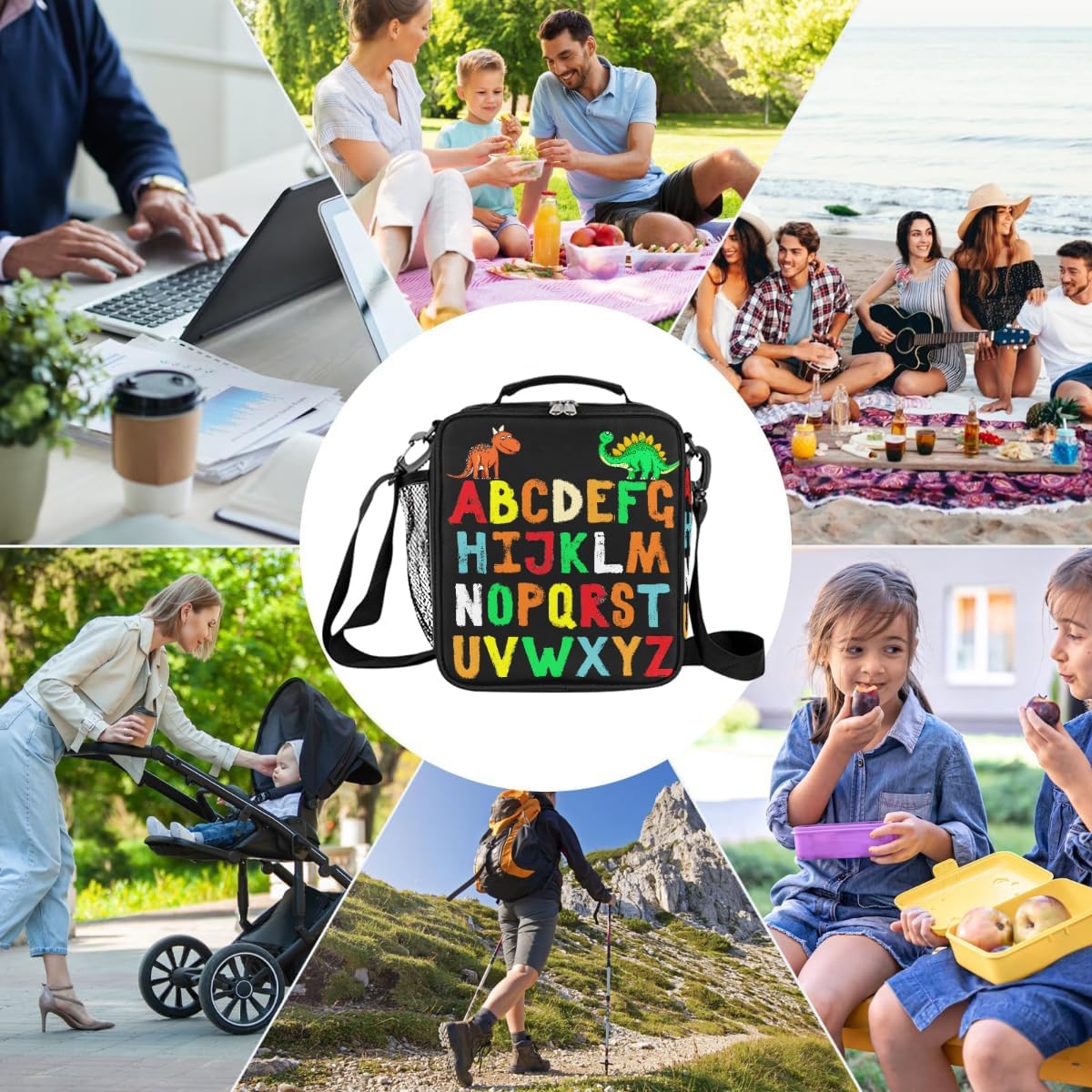 cfpolar Skull Skateboard Lunch Box for Boys Girls, Insulated Lunch Bags for Kids Reusable Mini Cooler Lunch Tote Lunchbox Thermal Meal Tote Kit with Shoulder Strap for Work School Picnic