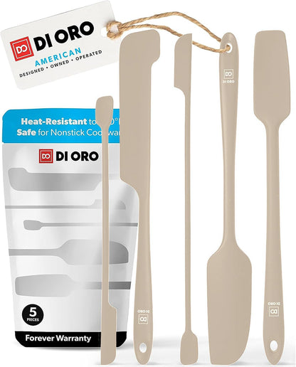 DI ORO Silicone Jar Spatula Set - 600F Heat Resistant, 5-Pc Red