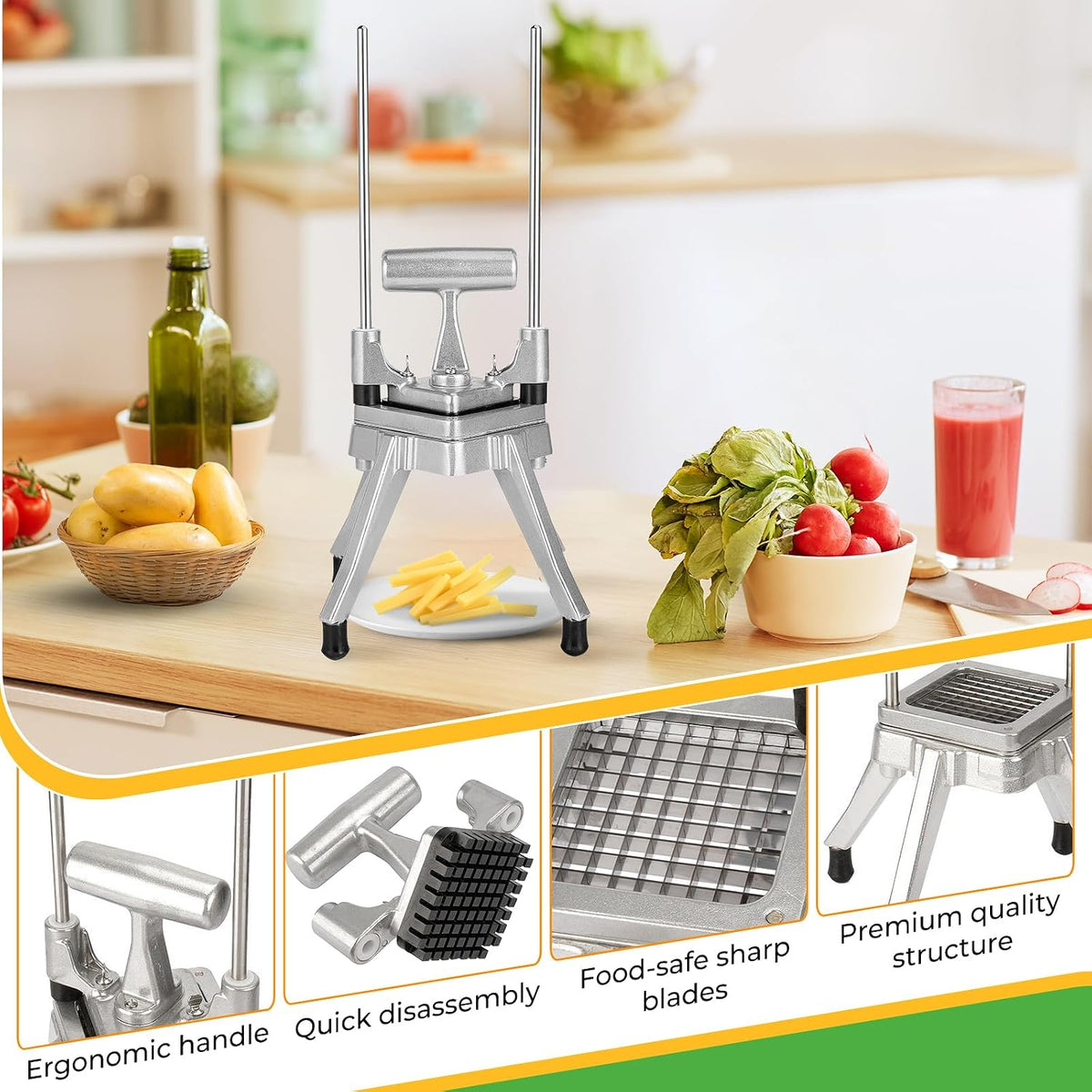 Commercial Vegetable Chopper, 3/8" Stainless Steel Dicer