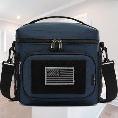FlowFly Lunch Bag, Insulated Cooler, Thermal Lunch Box Tote with MOLLE/PALS Webbing, Adjustable Padded Shoulder Strap, for Tactical Men Women Adults and Boys Girls Kids (Cyan, Medium)
