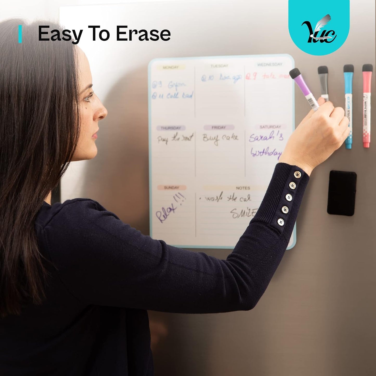 17x12 inch Dry Erase Whiteboard - Magnetic Fridge Calendar - White Board Calendar for Refrigerator