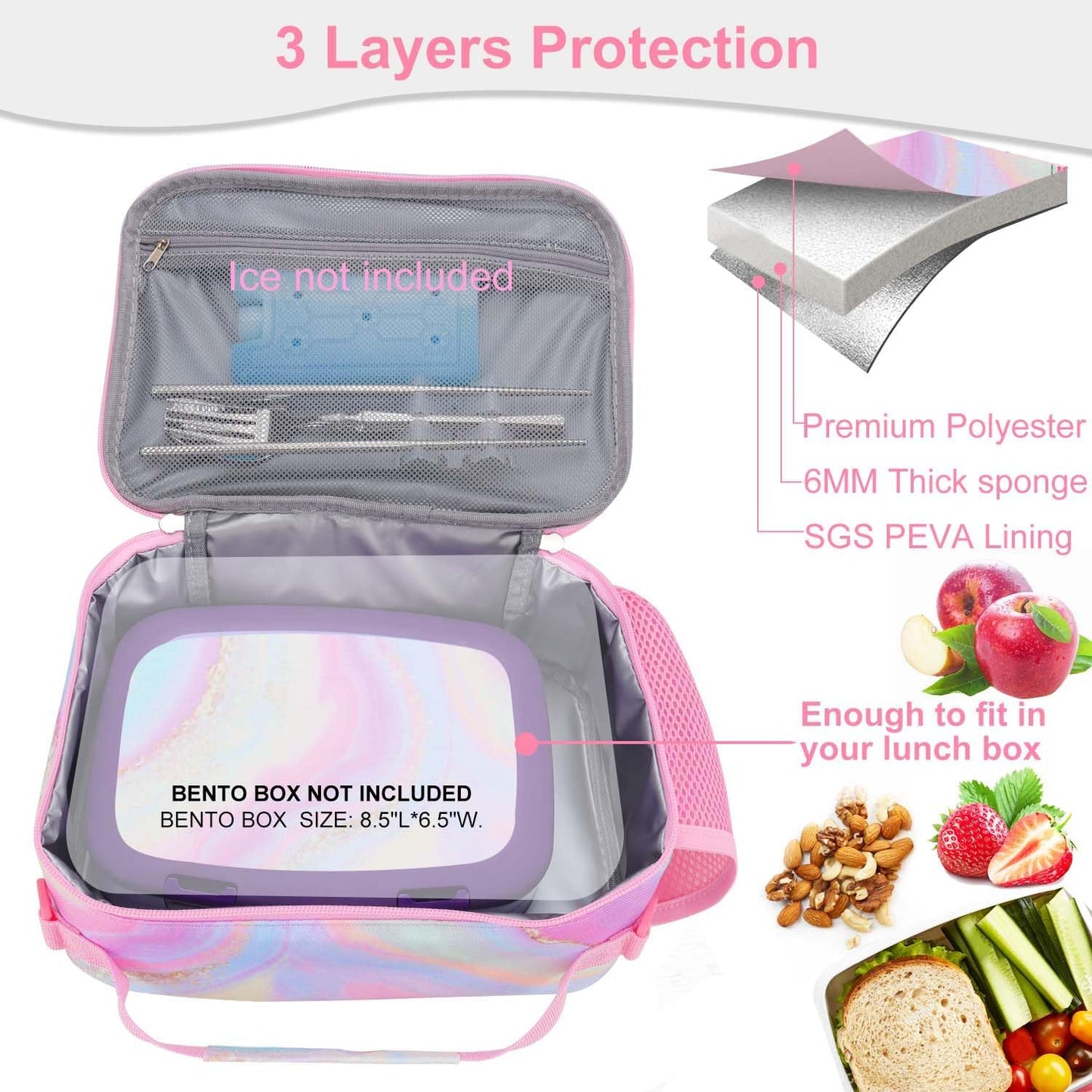 RHCPFOVR Kids Initial Lunch Bag - Insulated Lunch Box for Boys Girls,Washable Lunch Bag and Reusable Toddler Leak-proof Lunchbox for School and Daycare - Colors B