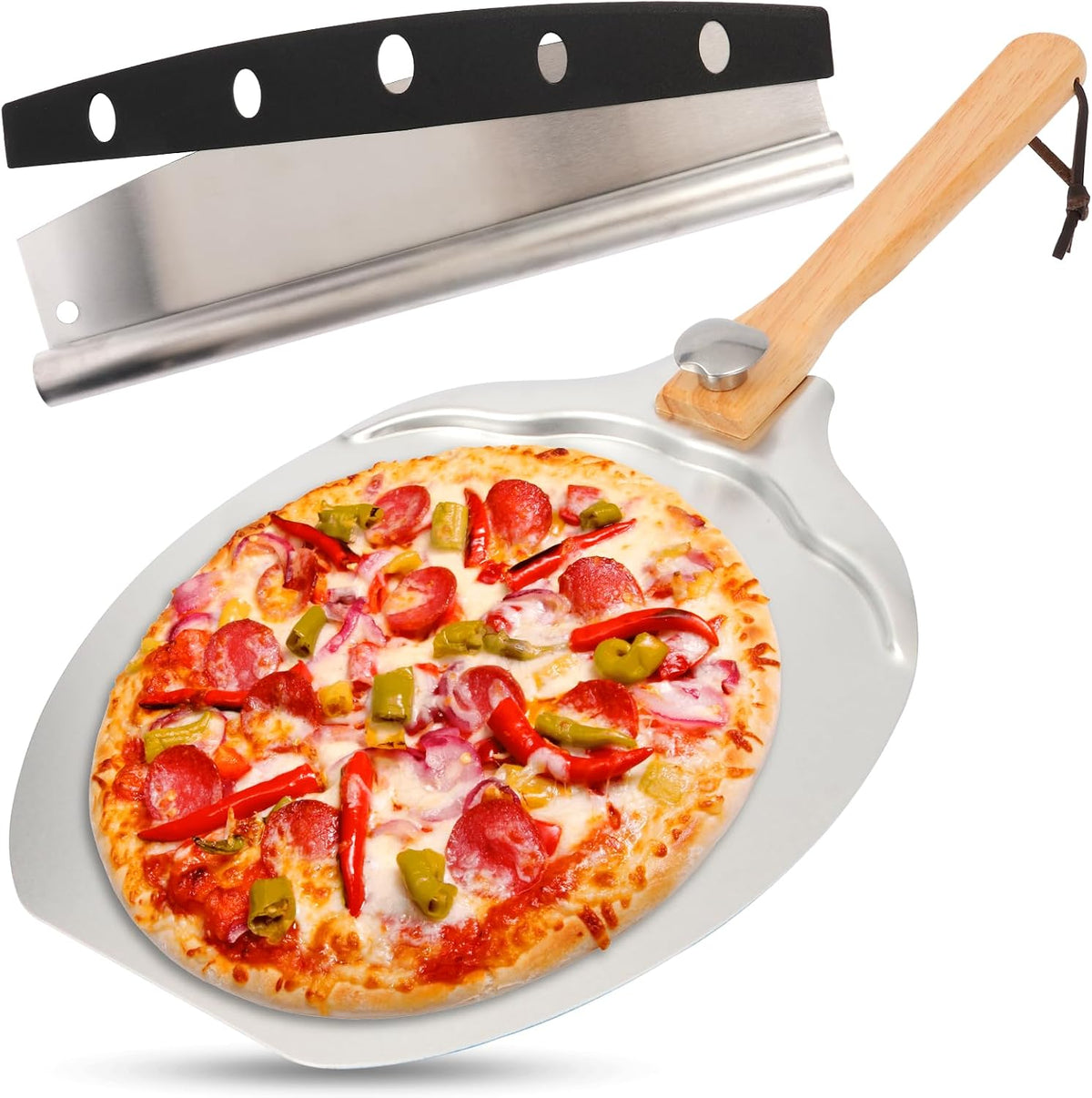 12” x 14” Aluminum Pizza Peel Set, Pizza Paddle with Foldable Handle
