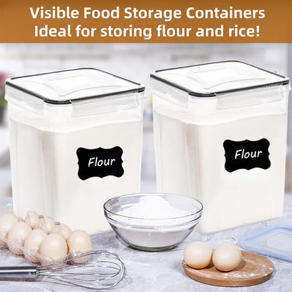 42pcs Airtight Containers, Clear Stackable Dry Food Storage | 42pk clear airtight containers with tight lids keep dry food fresh. Safe plastic, stackable for pantry kitchen storage