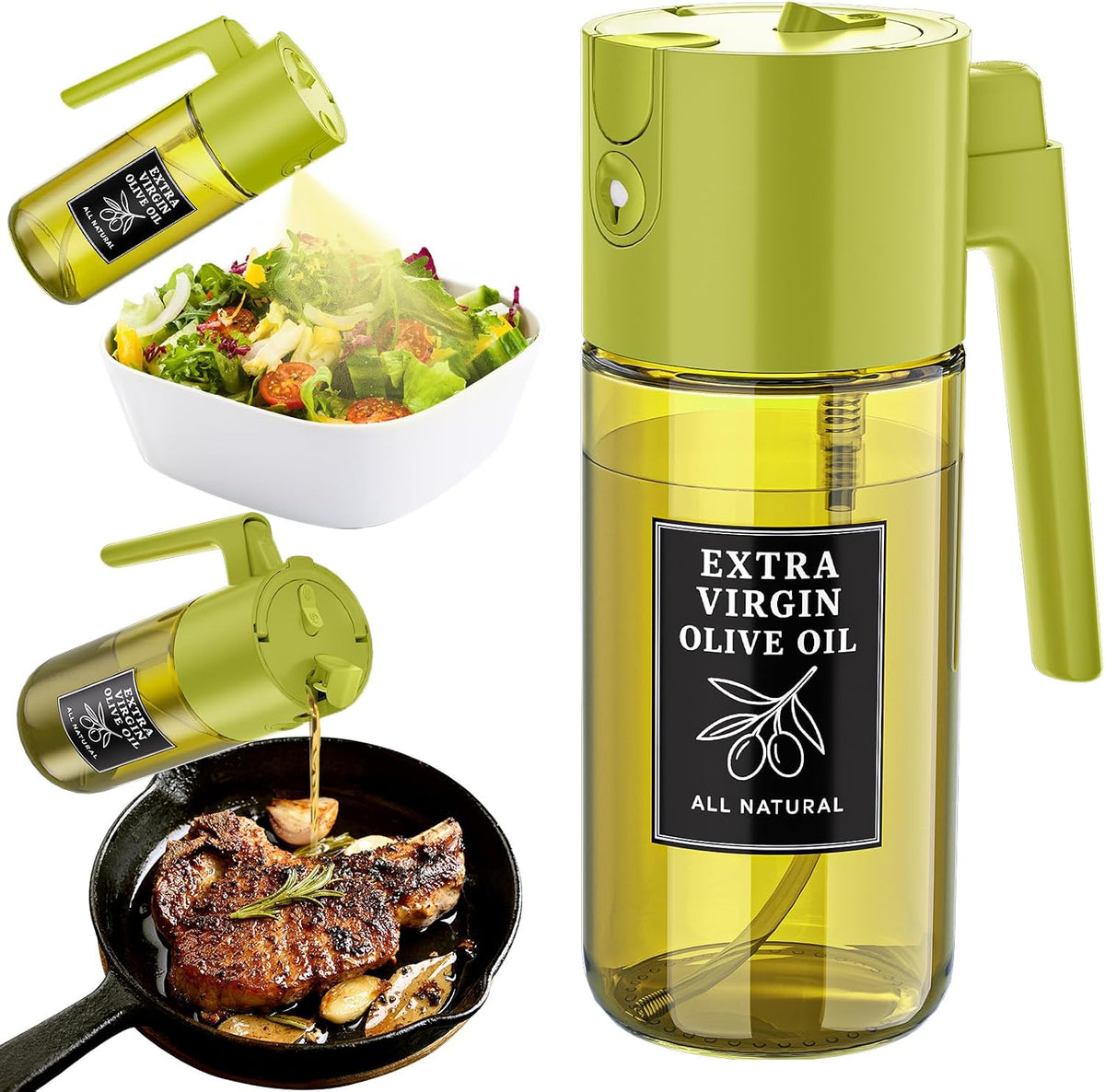 2-in-1 Oil Sprayer Dispenser, Beige, 500 ml