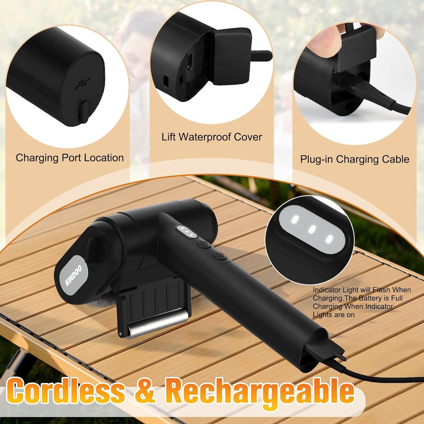 Electric Rechargeable Grill Brush,Grill Cleaner for Outdoor Grill with 800 RPM Motor - Bristle-Free Stainless Steel Grill Cleaner with LED Light for BBQ, Heavy Duty Grill Cleaning Tool (Champagne)