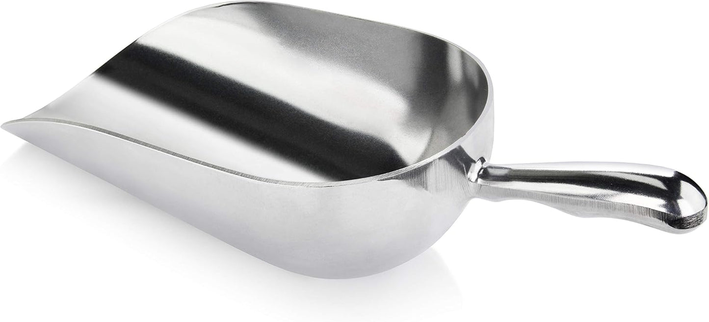 New Star Foodservice 34509 One-Piece Cast Aluminum Round Bottom Bar Ice Flour Utility Scoop, 5-Ounce, Silver (Hand Wash Only)