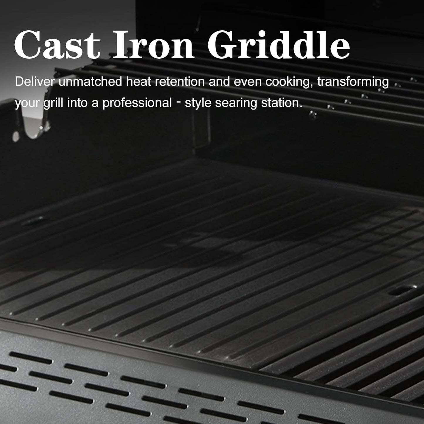4 + 1 Burner Gas Grill Cast Iron Griddle Grill Combo, BBQ Propane Grills with Side Burner 50000BTU Heavy Duty Barbucue Grill With Cover, Black