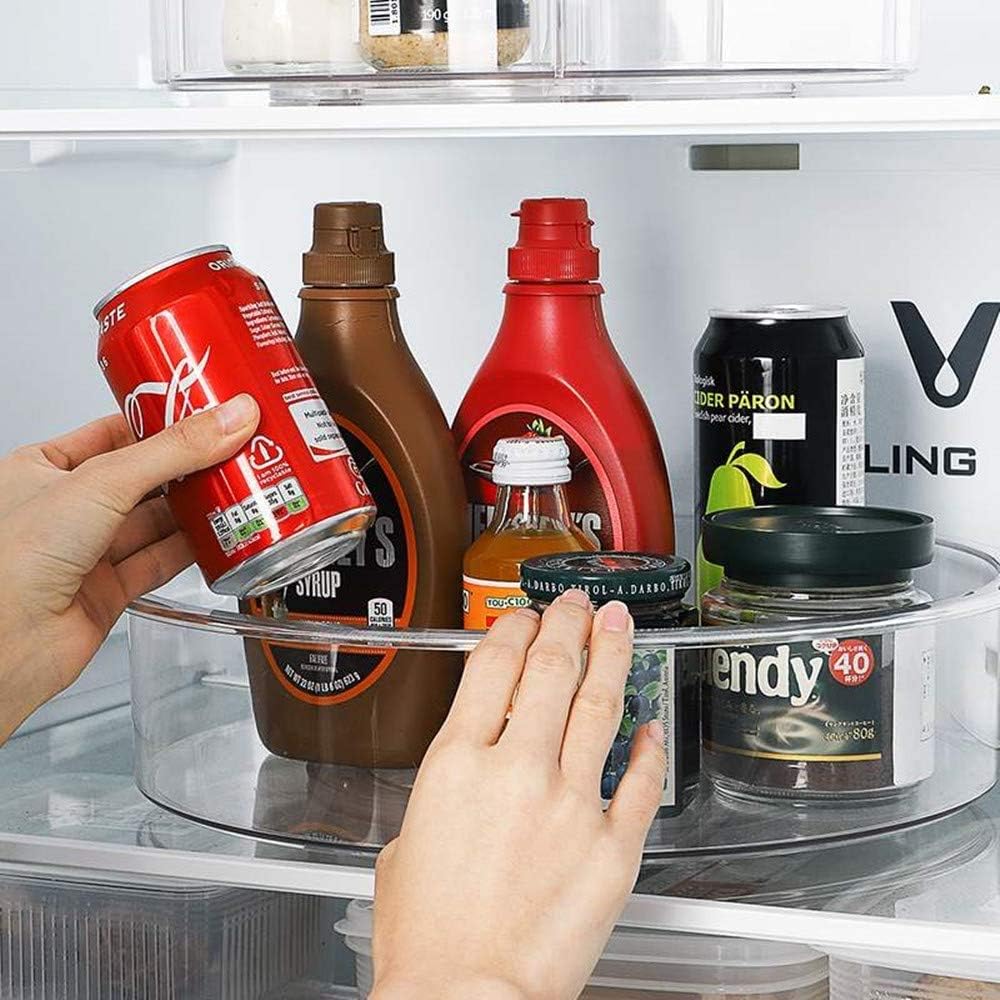 Slideep Lazy Susan Plastic Turntable Divided Spinner for Kitchen Cabinet, Pantry, Fridge, Cupboard, Counter Organizing Fully Rotating Organizer for Food, Spices, and Condiments, 11.5" Clear - 2 Pack