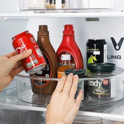 Slideep Lazy Susan Plastic Turntable Divided Spinner for Kitchen Cabinet, Pantry, Fridge, Cupboard, Counter Organizing Fully Rotating Organizer for Food, Spices, and Condiments, 11.5" Clear - 2 Pack